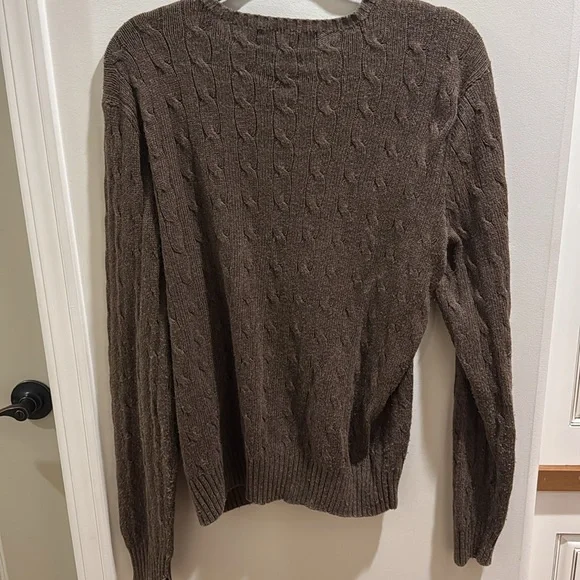 MEN’S POLO BY RALPH LAUREN 100% SILK BROWN SWEATER. CABLE KNIT - Picture 8 of 12